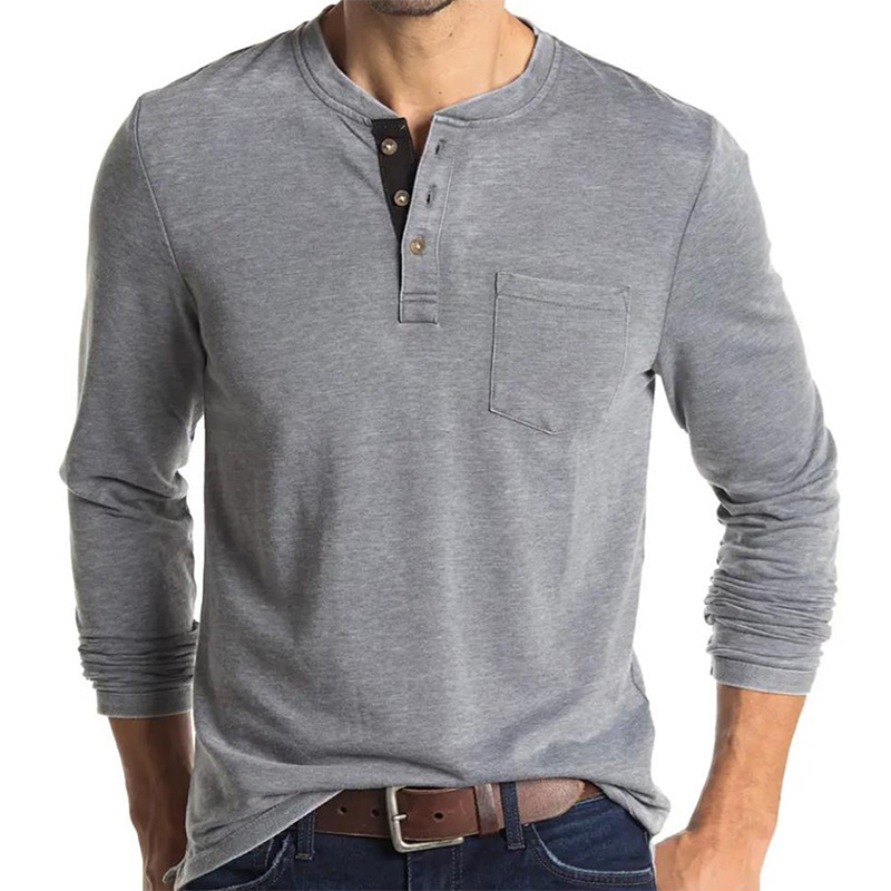 Undershirt Crew Neck - Kaos Henley Lengan Panjang Pria Katun