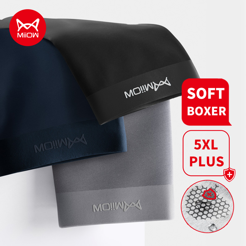 MiiOW 3 Buah Pakaian Dalam Box - Boxer Brief Pack Cotton ulasan dan harga